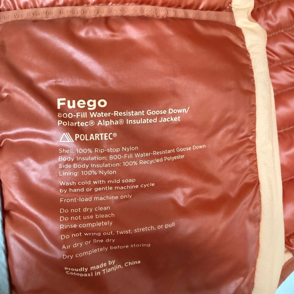 cotopaxi Sage Green and Tan Quilted Puffer Jacket with Hood - Picture 7 of 7